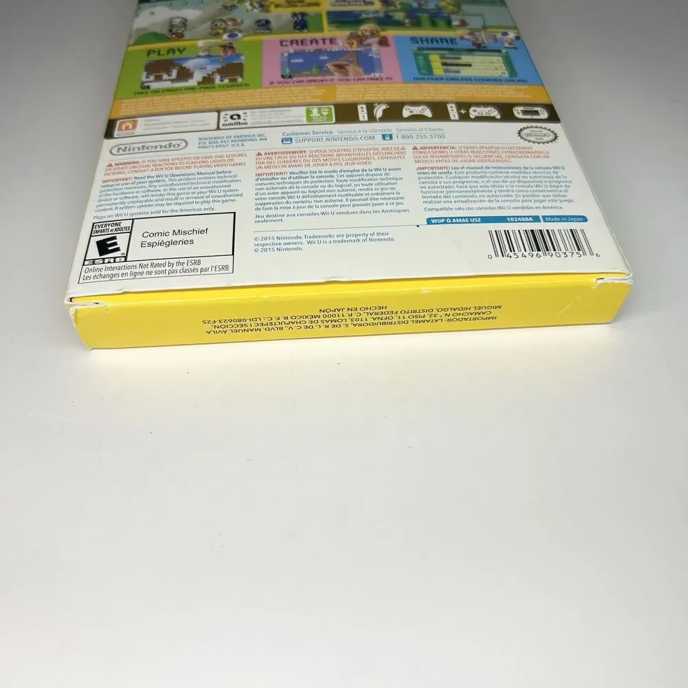 Super Mario Maker Wii U CIB Game Nintendo Wii U 2015 w/ Slipcover + Book TESTED